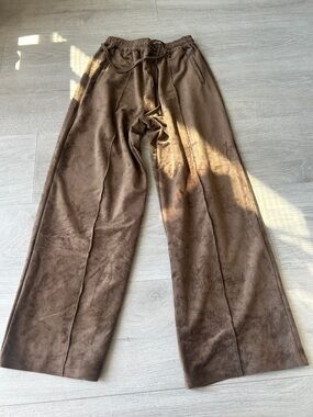 BLANK NYC Brown Brushed Velvet Skinny tie waist pants